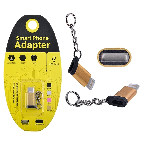 Ligtining Dönüştürücü Micro Usb Adaptor Converter Çevirici Başlık Anahtarlık-1852 ürün görseli 1