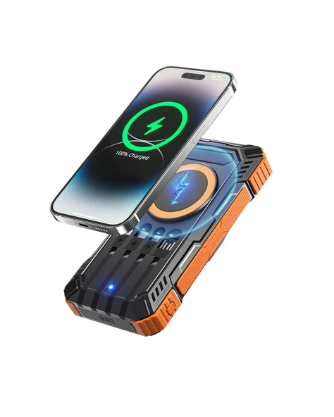 20000 mAh Powerbank Güneş Enerjili Kablosuz Şarj Hızlı Şarj Taşınabilir Batarya (Kopya) ürün görseli 1