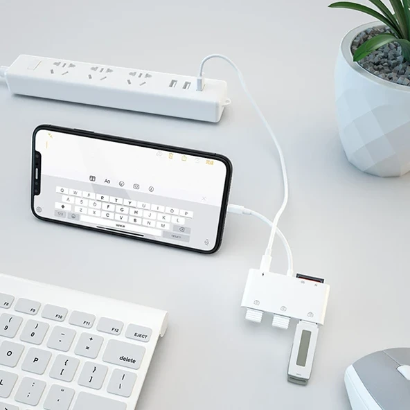 Ally İPhone Lightning To TfSd Card Reader Usb 3.Kamera Adaptörü-1852 ürün görseli 1
