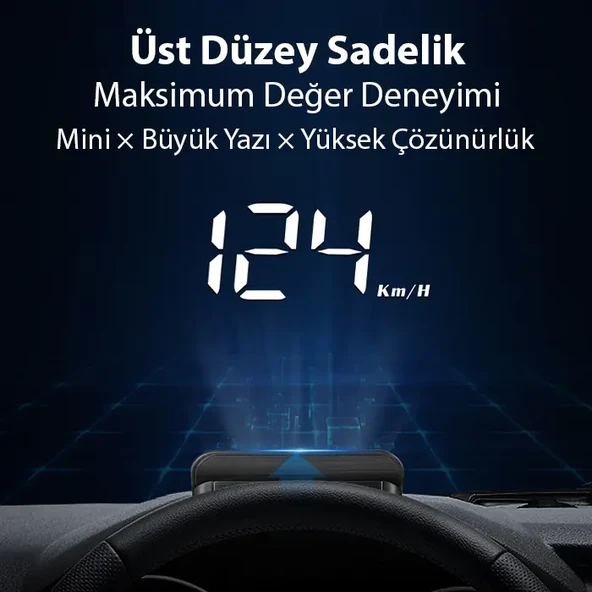 ALLY M3 HUD OBD2 Head-Up Display Dijital Hız Göstergesi E-OBD ve GPS Destekli OBD Arayüzlü - Alarmlı Ön Cam Ekran Projektör-1852 ürün görseli 1