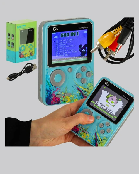 G5 Taşınabilir Retro Game Box 500 Oyunlu Şarjlı Mini Oyun Konsolu ürün görseli 1