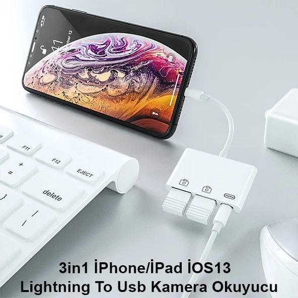 ALLY 3in1 İPhone/İPAD lightning To Usb Kamera Okuyucu-1852 ürün görseli 1