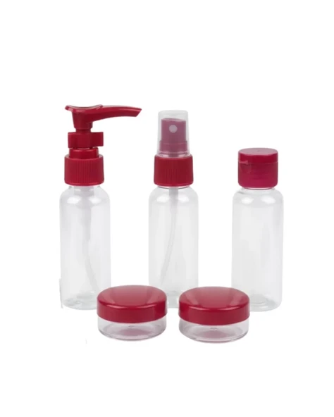 5’li Seyahat Boy Kozmetik Şişe Seti 30 ml Çantalı Organizer ürün görseli 1