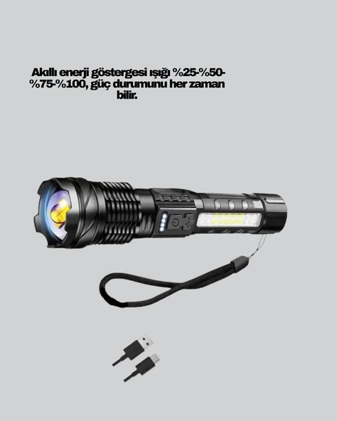 Güçlü LED El Feneri Şarj Edilebilir Çok Modlu ürün görseli 1