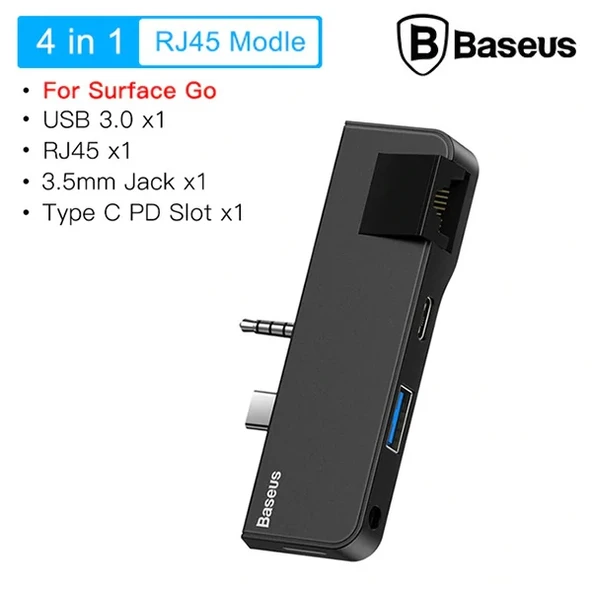 Baseus Multifunctional HUB Surface Go(Type-C+Audio to RJ45+USB3.0+Type-C(data)+Audio)-1852 ürün görseli 1