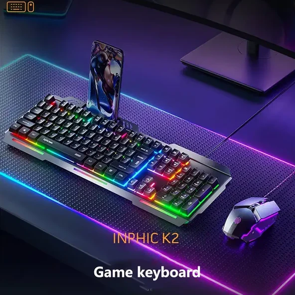 Inphic K2 USB Kablolu Oyun Klavyesi 104-Key Sessiz Oyun Klavyesi Bilgisayar Laptop için Cep telefonu yerleştirme alanı-1852 ürün görseli 1