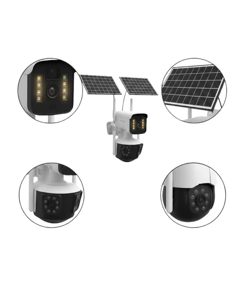 Güneş Enerjili Arıcı Kamerası 4G SIM Kartlı 9MP Üç Lens Yayla Güvenlik Kamerası 2 Yıl Garantili ürün görseli 1