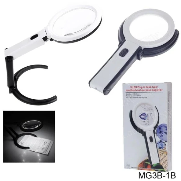 Ally Mg3b-1c 1.8x5x Çok Fonksiyonlu Standlı Led Işıklı Büyüteç-1852 ürün görseli 1