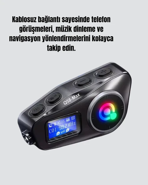 IP65 Suya Dayanıklı Kask Bluetooth Kulaklık LCD Ekranlı - Resim 3