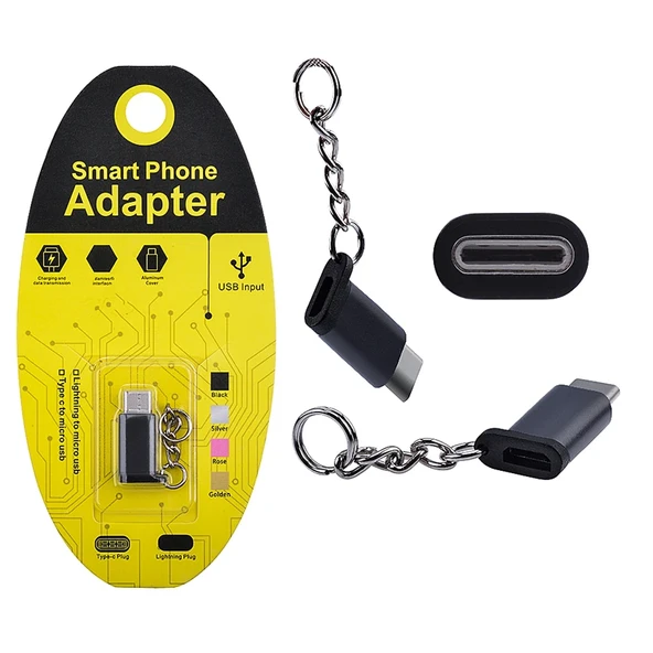 Mikro USB to Type C Dönüştürücü Çevirici Anahtarlıklı Başlık-1852 ürün görseli 1