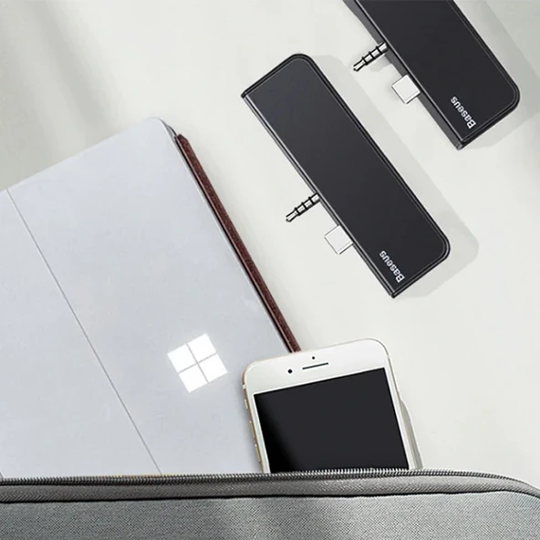 Baseus Multifunctional HUB Surface Go(Type-C+Audio to HD4K+USB3.0+Type-C(data)+Audiok-1852 - Resim 2