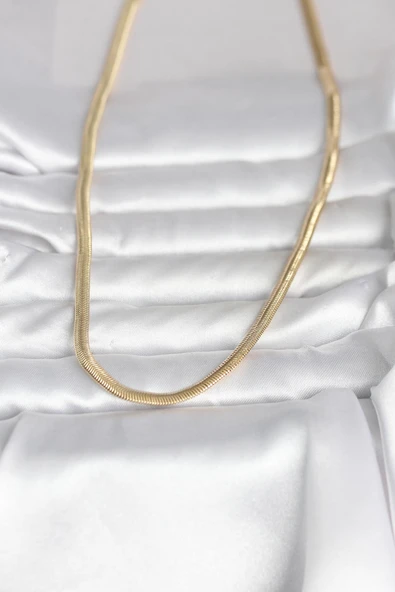 CM 14K Gold Renk Yassı Yılan Zincir Model 45 cm Kadın Kolye -1492 ürün görseli 1
