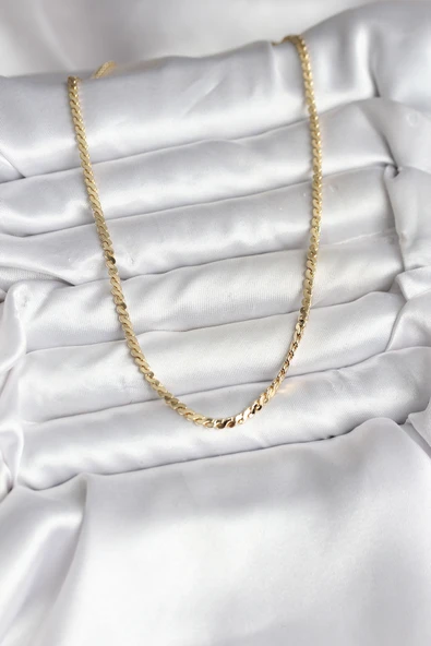 14K Gold Renk Kaplama Ezme Yılan Zincir Model CM Kadın Kolye -1492 ürün görseli 1
