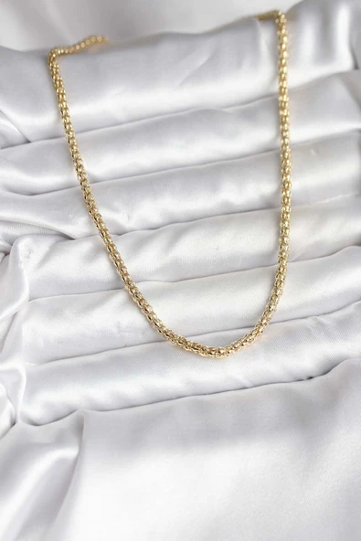 14K Gold Renk Kaplama Boru Zincir Model CM Kadın Kolye -1492 ürün görseli 1
