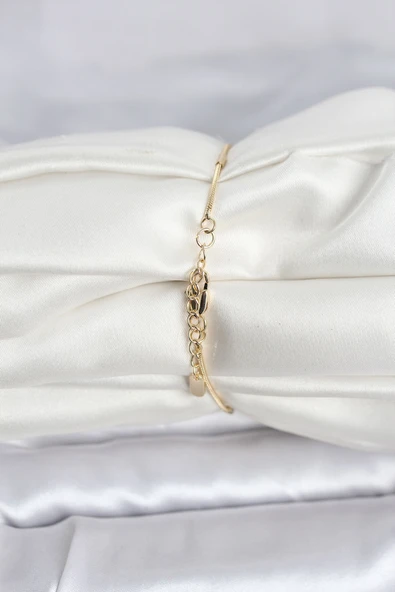 CM 14K Gold Renk Barlı Yılan Zincir Model Kadın Bileklik -1492 ürün görseli 1