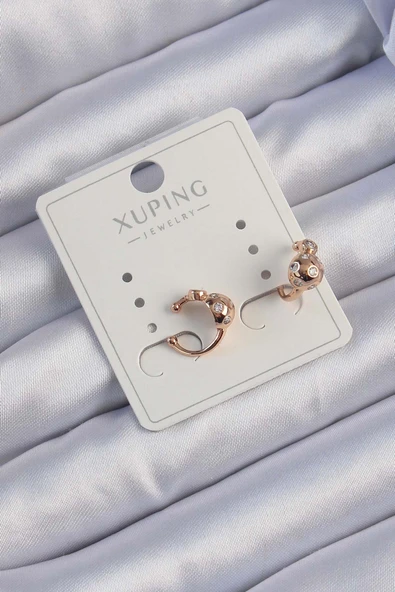 Xuping Rose Renk Zirkon Taşlı Bombeli Topçuk Earcuff Küpe -1492 ürün görseli 1