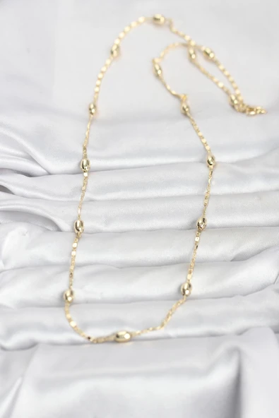 CM 14K Gold Renk Damla Topçuklu Zincir Model 60 cm Kadın Kolye -1492 ürün görseli 1