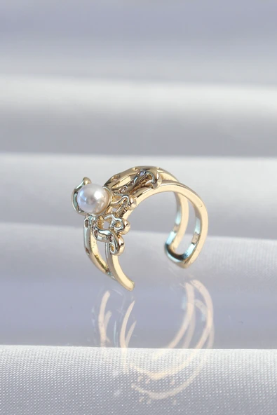 Pirinç Gold Renk İncili Ahtapot Earcuff Küpe -1492 ürün görseli 1
