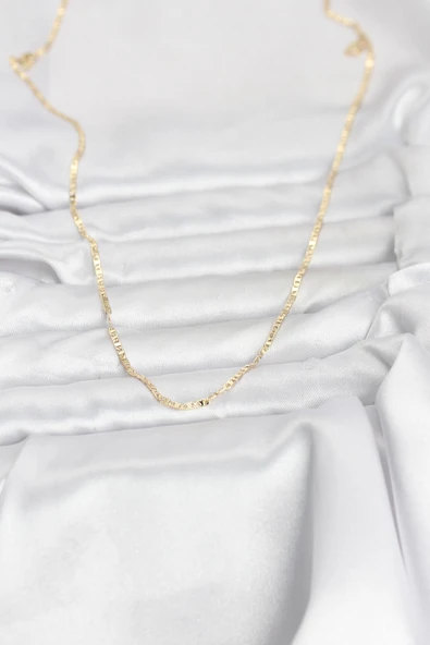 CM 14K Gold Renk Yassı Zincir Model 60 cm Kadın Kolye -1492 ürün görseli 1