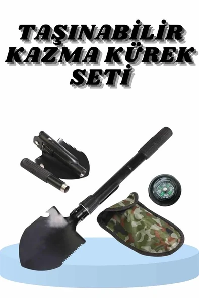 Çelik Katlanır Fonksiyonel Kamp Kazma Kürek Ve Kesme Aleti Seti Küçük Kazma Kürek Seti ürün görseli 1