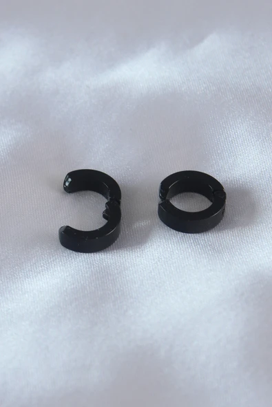 Çelik Siyah Renk Sıkıştırmalı Erkek Küpe -1492 ürün görseli 1