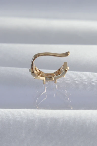 Pirinç Gold Renk Zirkon Taş Kaplama Earcuff Küpe -1492 ürün görseli 1