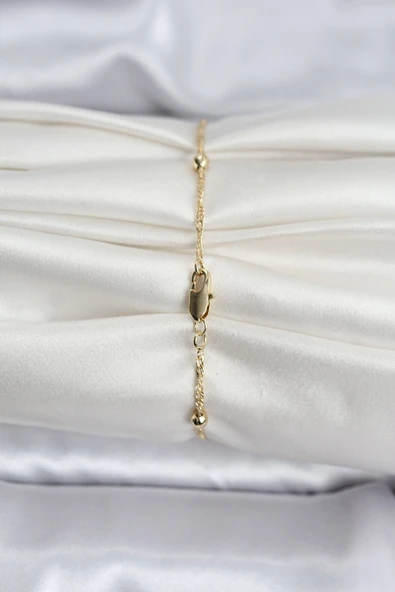 14K Gold Renk Kaplama Topçuklu Model CM Kadın Bileklik -1492 ürün görseli 1