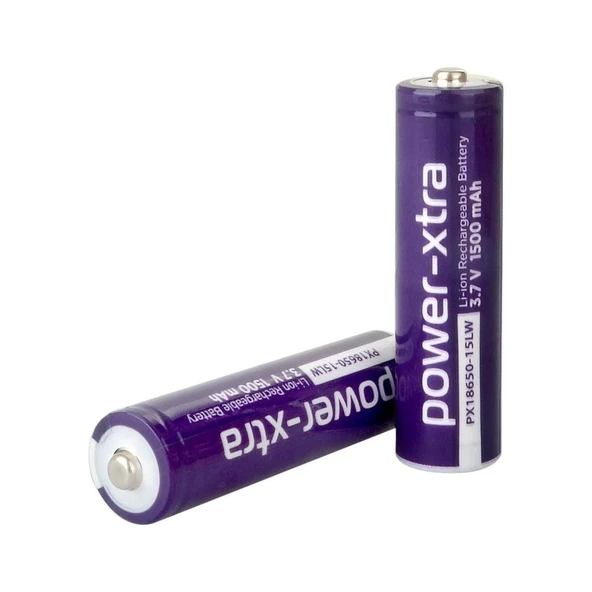 Power-Xtra PX18650-15LW - 3.7V 1500mAh Li-ion Şarjlı Pil (Başlı - 0.5C) ürün görseli 1