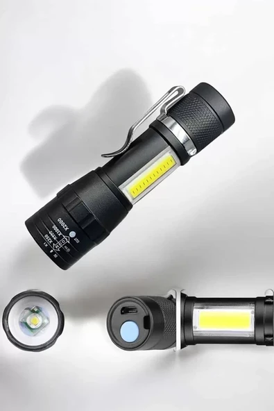 El Feneri Led USB Şarjlı Zoom Mini Led Işık Acil Durum Feneri ürün görseli 1