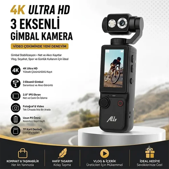 Ally Q8 PocketPro 4K Dijital Vlog Kamerası-1852 ürün görseli 1