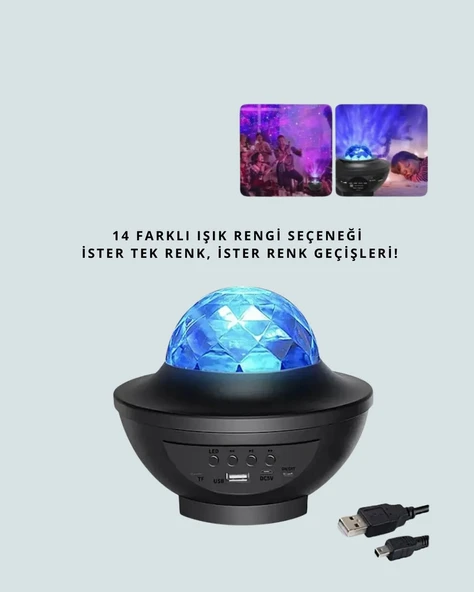 Bluetooth & USB Müzik Çalar Gece Lambası – 50 m² Kapsama Uzaktan Kumanda ürün görseli 1