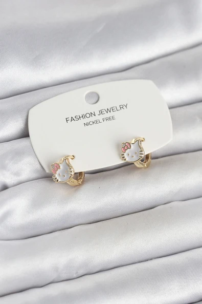 Kitty Model Gold Renk Pirinç Çocuk Küpe -1492 ürün görseli 1