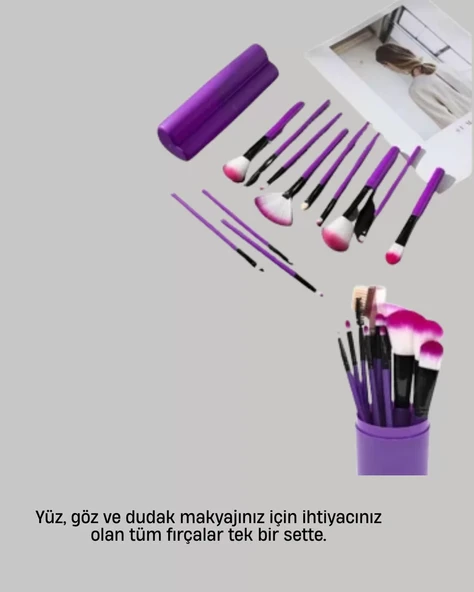 12’li Profesyonel Makyaj Fırça Seti Ultra Yumuşak Sentetik Kıllı ürün görseli 1