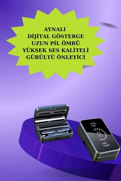Powerbank Aynalı Bluetooth Kulaklık Ve Akıllı Saat Seti ANC Özelliği Dokunamatik ürün görseli 1