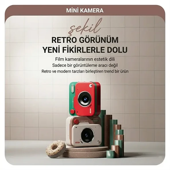 Ally PixMini Retro Video Dijital Kamera Ağ Kamerası DVR 1080P HD-1852 ürün görseli 1
