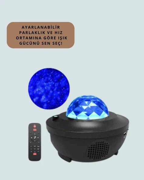 Sesle Etkileşimli Yıldız Projektörlü Gece Lambası – Bluetooth Hoparlörlü USB Girişli Dönen Okyanus ürün görseli 1