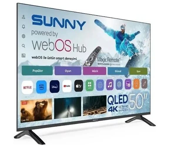 Sunny SN50QUPRL-W02M 4K Ultra HD 50" 127 Ekran Uydu Alıcılı Smart LED TV ürün görseli 1