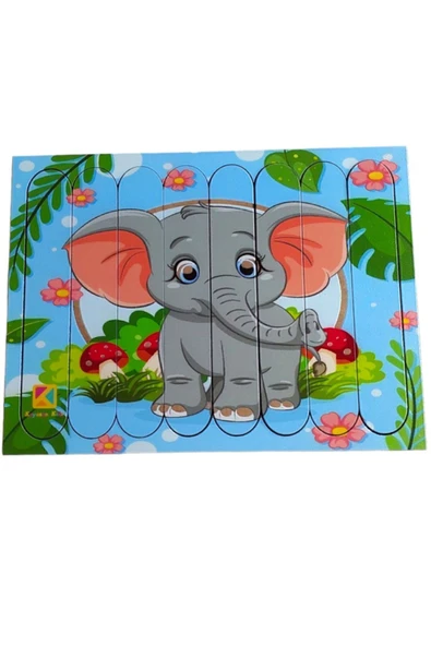 kayasan kids Yavru Fil Ahşap Stick Puzzle ürün görseli 1