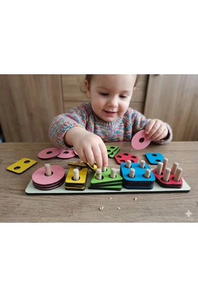 Wooden Toys 3mm Ahşap 5'li Geometri Geçirme ürün görseli 1