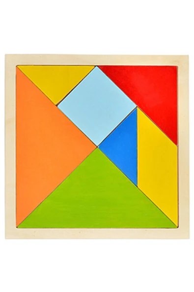 kayasan kids Montessori Renkli Büyük Tangram Oyuncak 26x26 Cm ürün görseli 1
