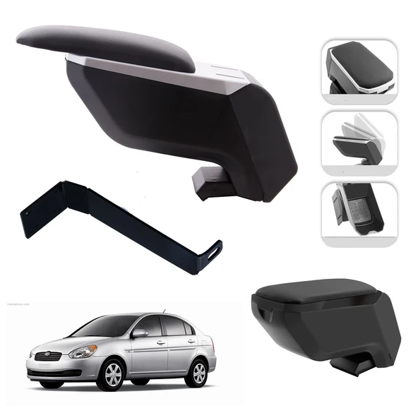 Mis Paket Hyundai Accent Era Delmesiz Çelik Ayaklı Kolçak + Askılı Koku + Micro Fiber Bez + Torpido Süngeri ürün görseli 1