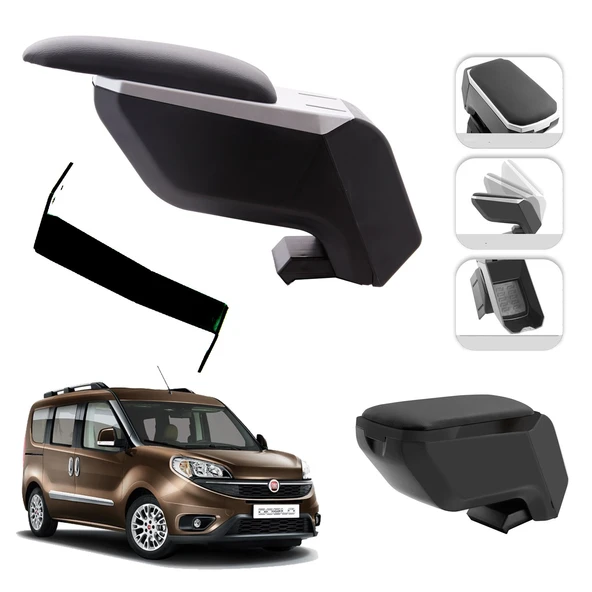 Mis Paket Fiat Doblo 2015-2023 Delmesiz Çelik Ayaklı Kolçak + Askılı Koku + Micro Fiber Bez + Torpido Süngeri ürün görseli 1