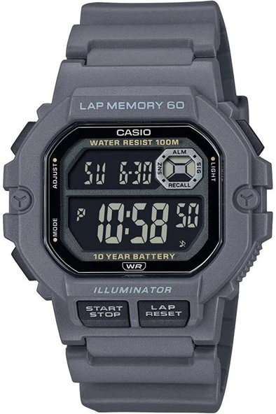 WS-1400H-8BVDF Quartz Dijital Silikon Gri 45 mm Erkek Kol Saati ürün görseli 1