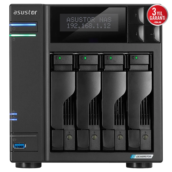 ASUSTOR 4diskli Celeron QC- 4GB RAM-2-2.5GbE Nas Server AS6704T v2 ürün görseli 1