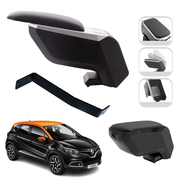 Mis Paket Renault Captur I 2013-2019 Delmesiz Çelik Ayaklı Kolçak + Askılı Koku + Micro Fiber Bez + Torpido Süngeri ürün görseli 1