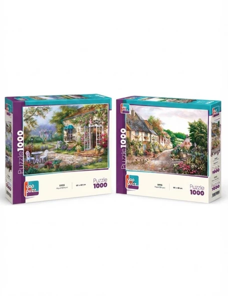 Taş Sokak ve Hayal Bahçesi İkili Set - 2 x 1000 Parça Manzara İkili Puzzle Seti ürün görseli 1