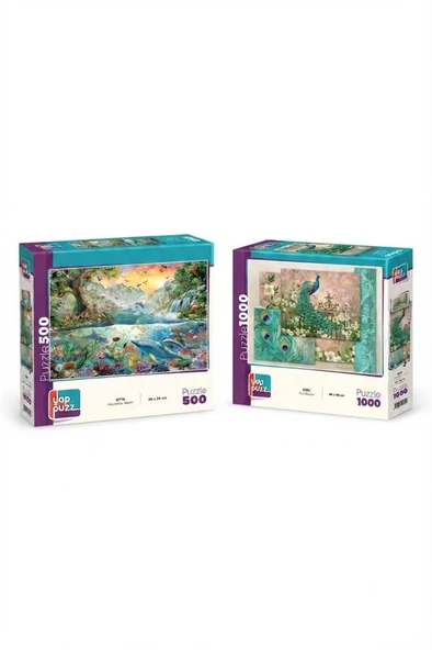 Mavi Mucize ve Hayvanlar Alemi İkili Set - 1000 + 500 Parça İkili Puzzle Seti ürün görseli 1