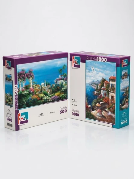 Yamaç Evleri ve Sahil Köyü İkili Set - 1000 + 500 Parça İkili Puzzle Seti ürün görseli 1