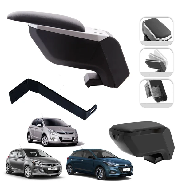 Mis Paket Hyundai i20 2008-2024 Delmesiz Çelik Ayaklı Kolçak + Askılı Koku + Micro Fiber Bez + Torpido Süngeri ürün görseli 1