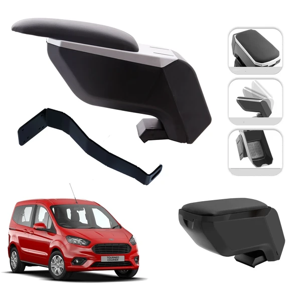 Mis Paket Ford Courier 2010-2023 Delmesiz Çelik Ayaklı Kolçak + Askılı Koku + Micro Fiber Bez + Torpido Süngeri ürün görseli 1